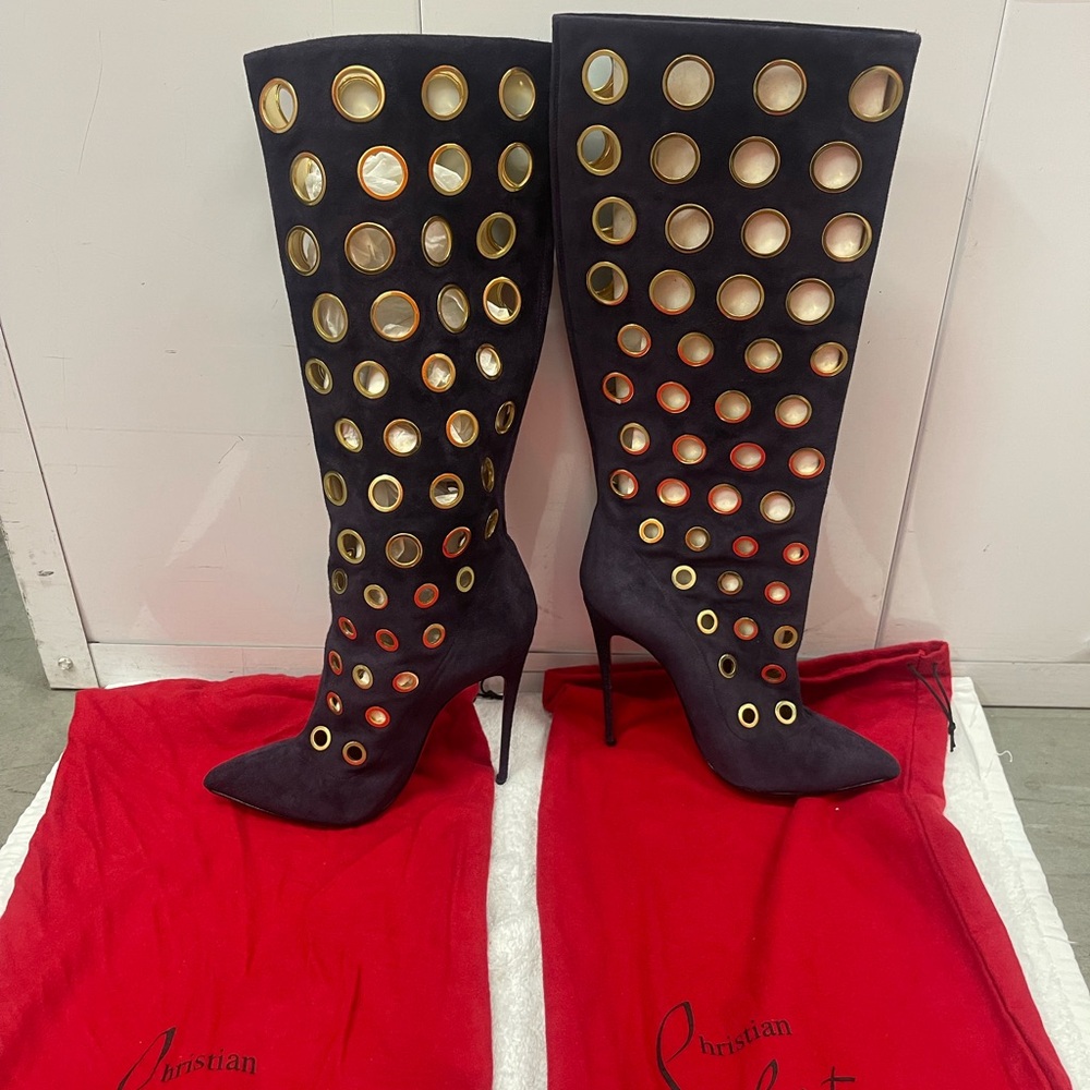 Christian Louboutin Purple and Gold Women's Boots
